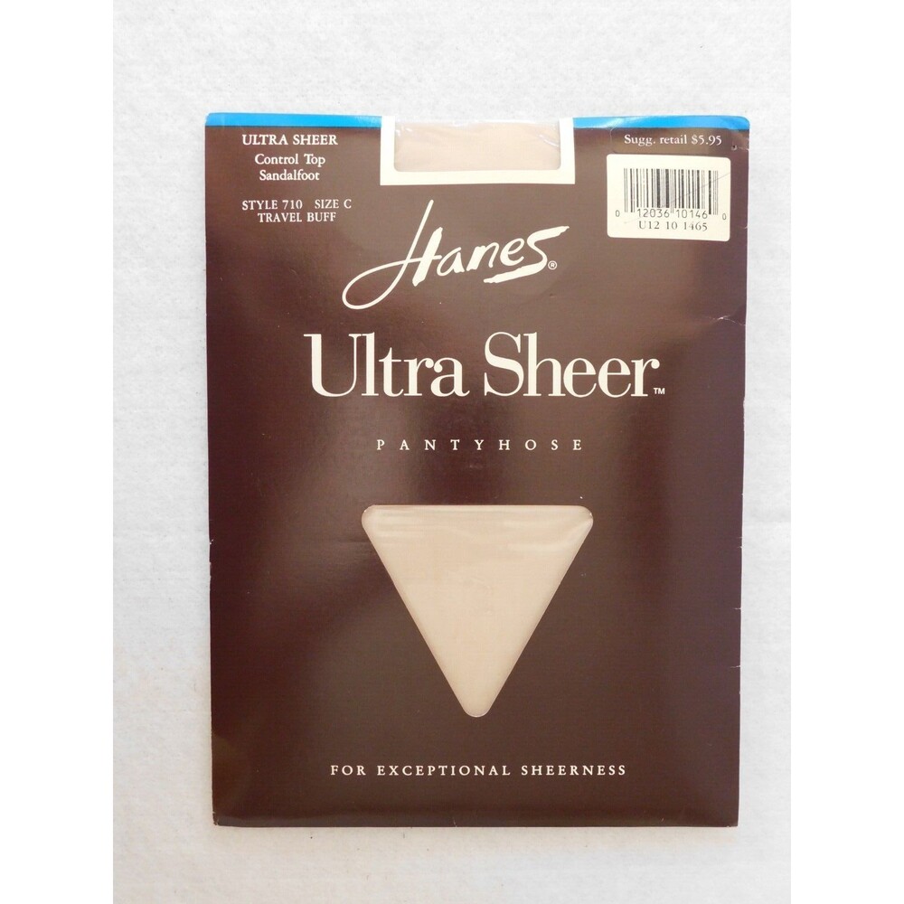 Vtg Hanes Pantyhose Ultra Sheer Control Top Sandalfoot Size C